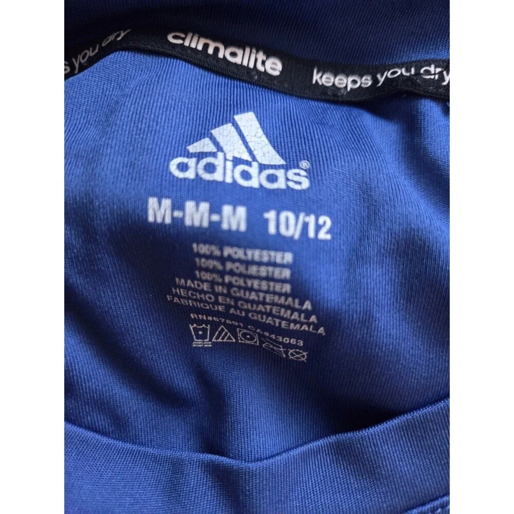 adidas Boys Climalite Blue Graphic Print T-Shirt M 10/12 Short Sleeve